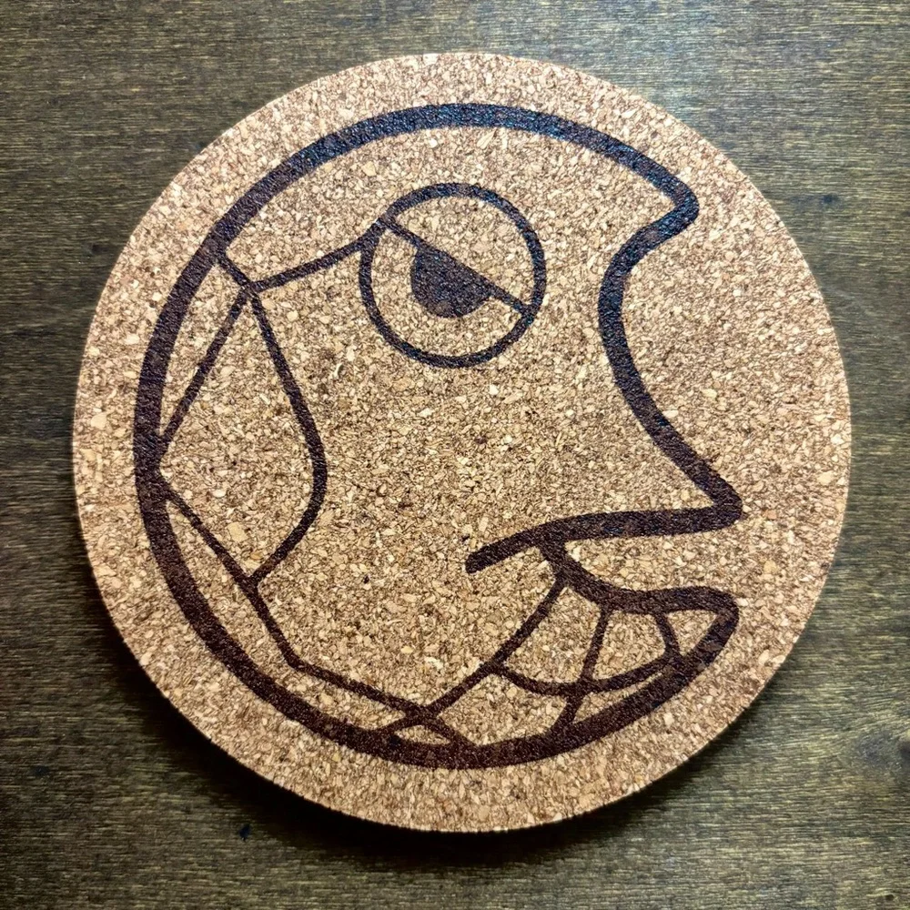 Pokemon Metapod Face Laser Engraved Cork Coaster